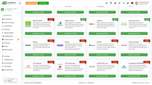 Integrationen in Camping-Digital, unter anderem DATEV, fiskaly, Stripe, PayPal, Lexware und iCal